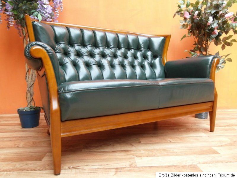 Couchgarnitur Chesterfield Echtleder Kirschbaum Sofa 01783138839