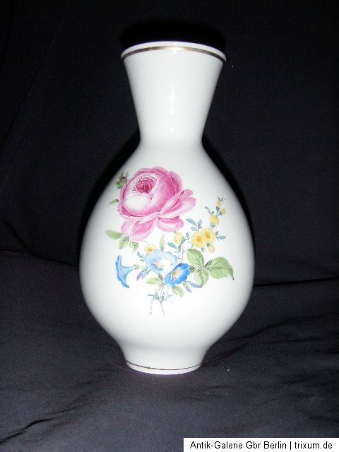 Meissen+++ Porzellan Vase 1. Wahl Blumenmalerei 20,5 cm