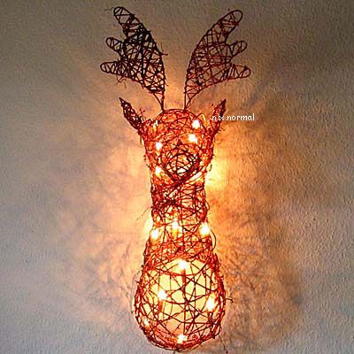 HIRSCHKOPF beleuchtet KUPFER GLIMMER Deko HIRSCH LAMPE