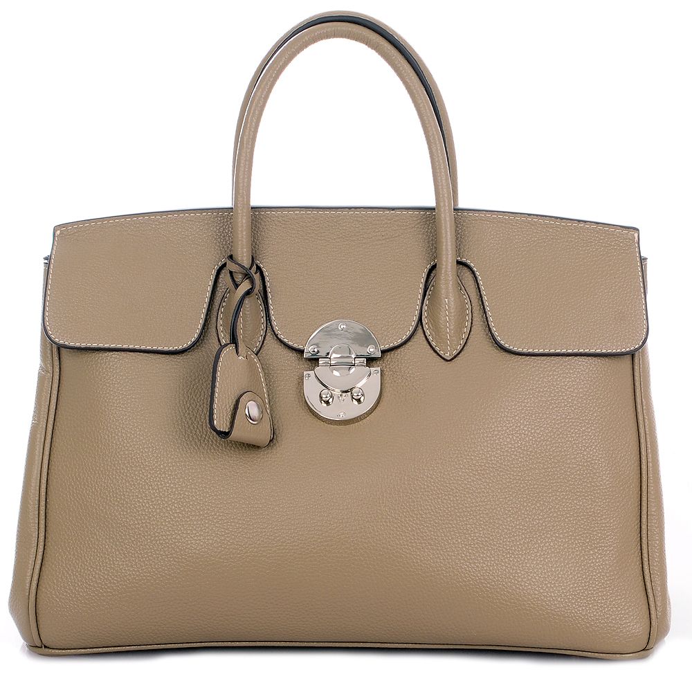 Taupe Silver JANE ICONE 40 Tote Bag Leder Tasche Damen Handtasche 699