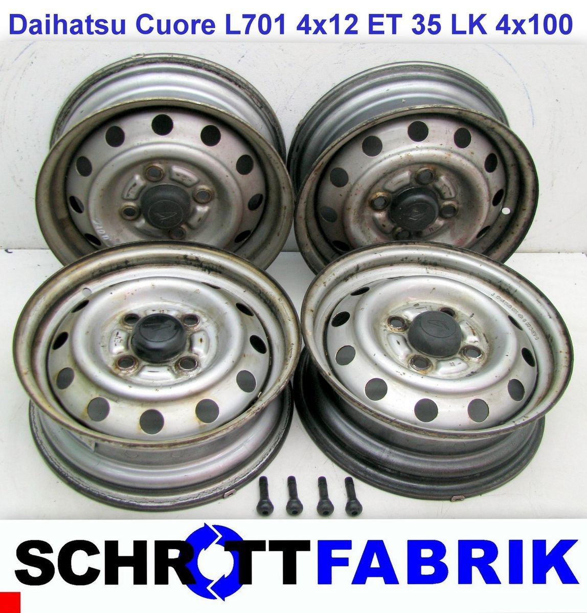 Felgen Stahlfelgen Satz Daihatsu Cuore L7 L701 4x12 ET35 Lochkreis 4 x