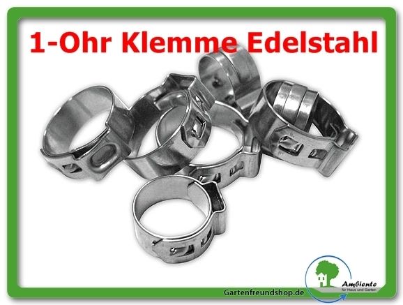 10 Edelstahl 1 Ohr Klemmen stufenlos 22,4 mm Schlauchschelle