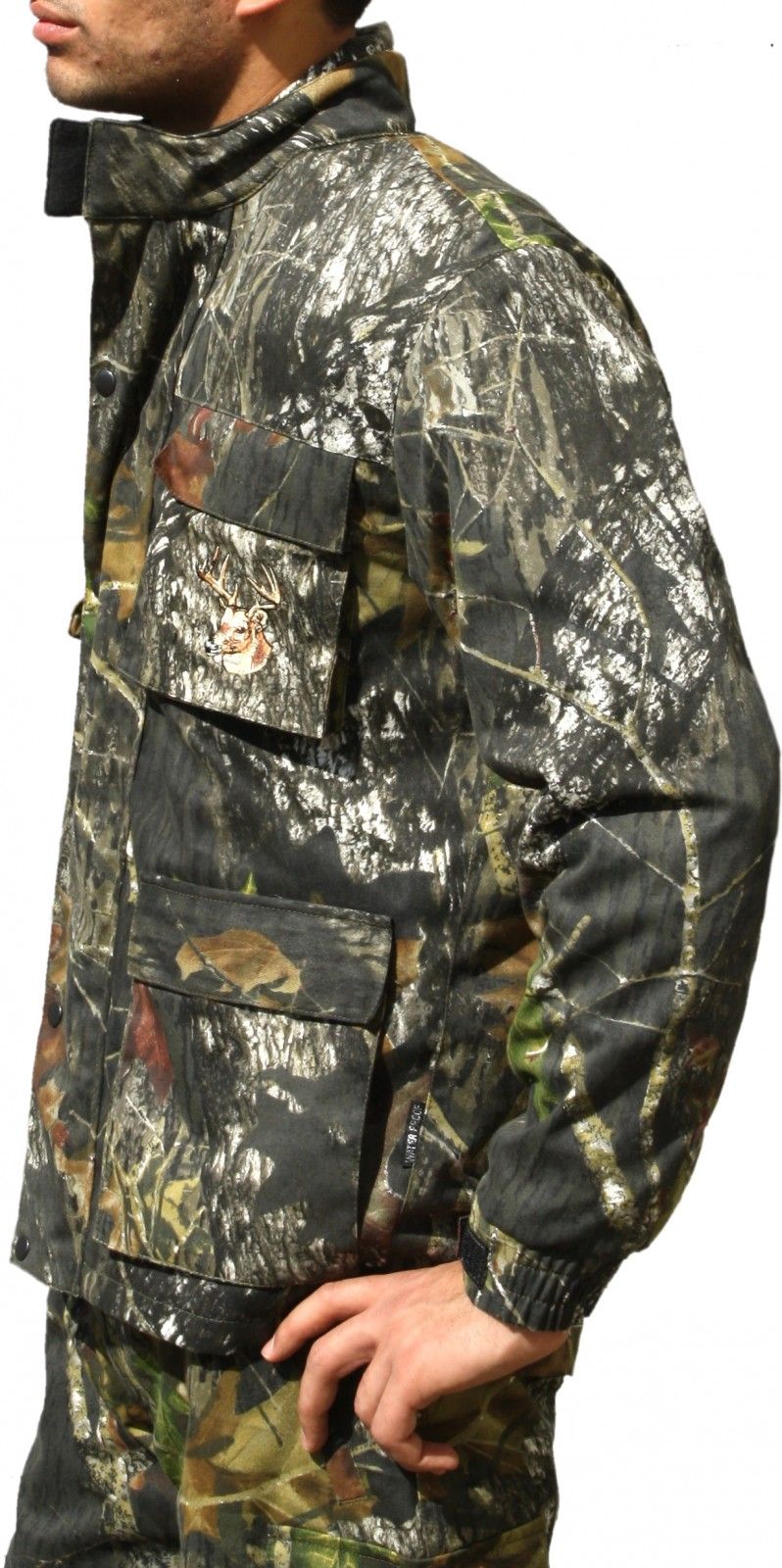 Jagdjacke Jacke Textilien in Waldtan Hirsch Stickerei