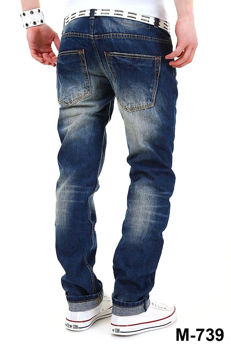 VERWASCHENE HERREN JEANS HOSE VINTAGE DUNKELBLAU CLUBWEAR NEU 5