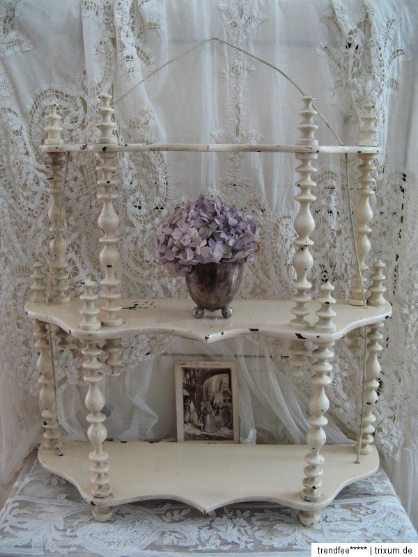 Antikes Französisches WANDREGAL Etagere 19. Jhdt CREME french SHABBY