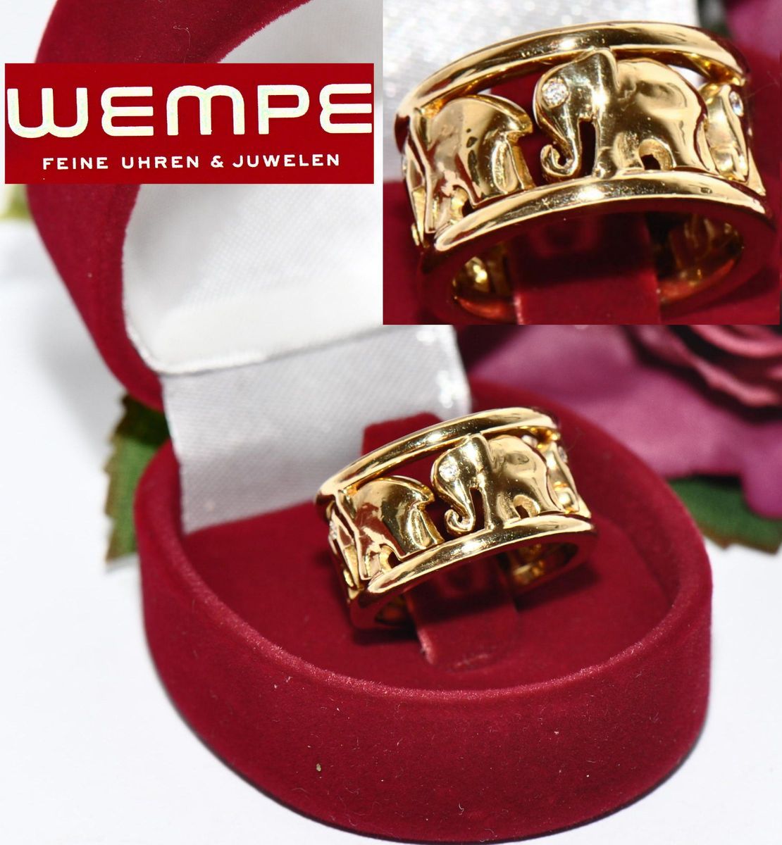 orig. Wempe Brillant Ring 750er Gold Markenschmuck Elefanten