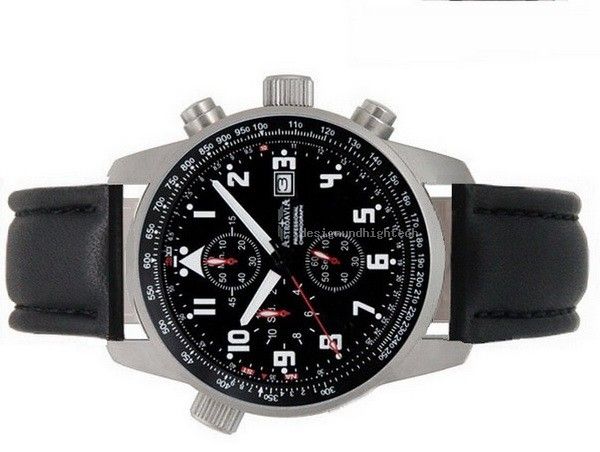 ASTROAVIA 43mm MILITARY 6  ZEIGER FLIEGER CHRONOGRAPH T 07 EDELSTAHL