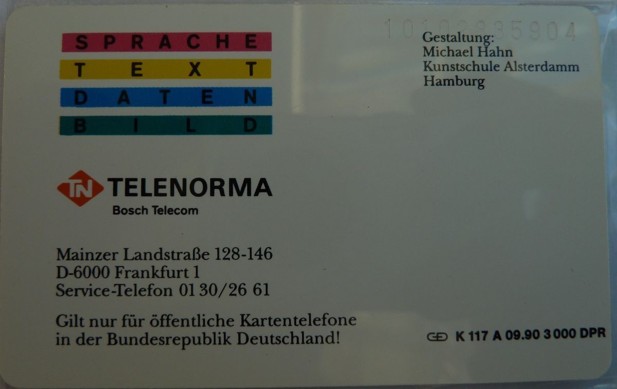 TELENORMA KUNSTSERIE TELEFONKARTEN 1 Serie Komplett NEU