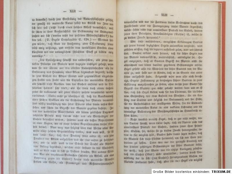 Franz von Baader Verhältnis Hegel Schelling SELTEN 1850