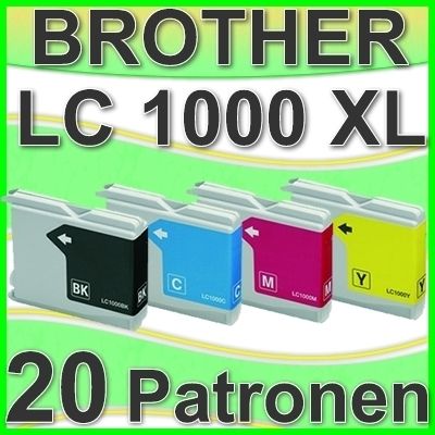 20 TINTE PATRONEN BROTHER LC1000 DCP 130C 330C 350C 357C 540cn 560cn