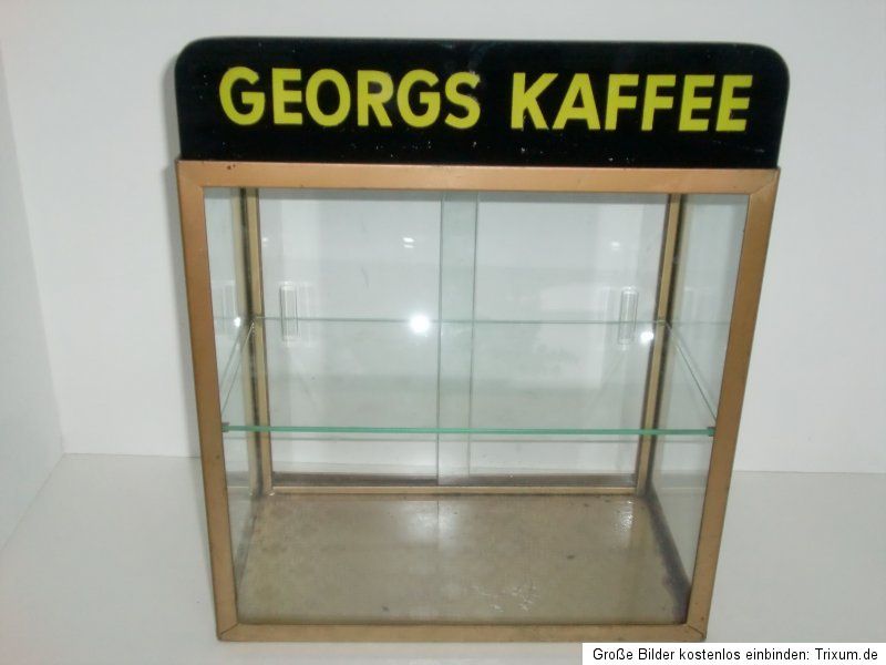 Alte GEORGS KAFFEE Verkaufsvitrine Glasvitrine Tante Emma Laden Shabby