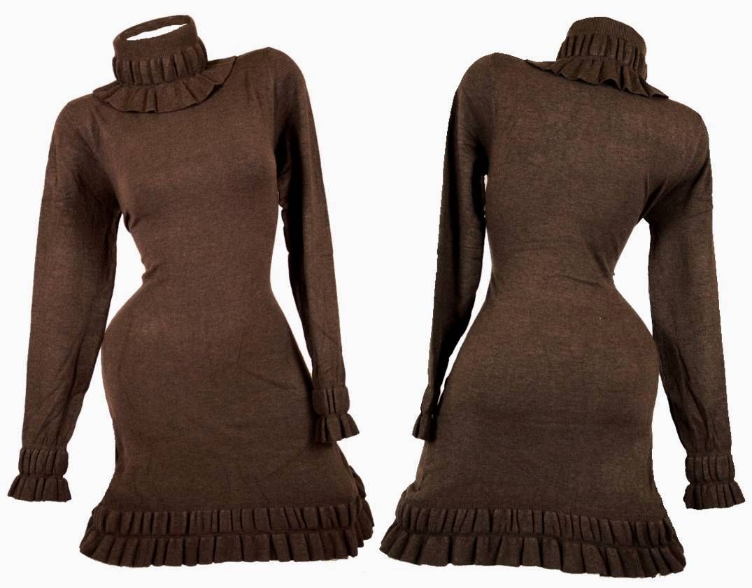 LANA WOLLE KASCHMIR STRICKKLEID STIEFELKLEID PULLOVER KLEID TAUPE 40 L