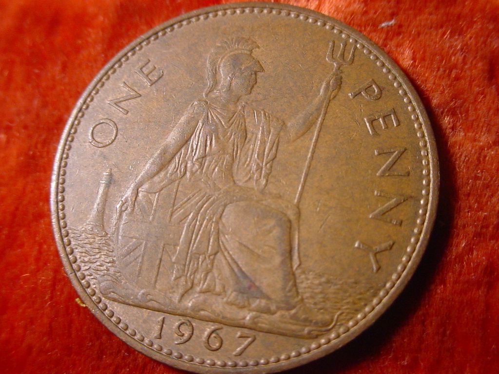 GR.BRITAIN 1967 ONE PENNY ELIZABETH II DEI GRATIA REGINA 666