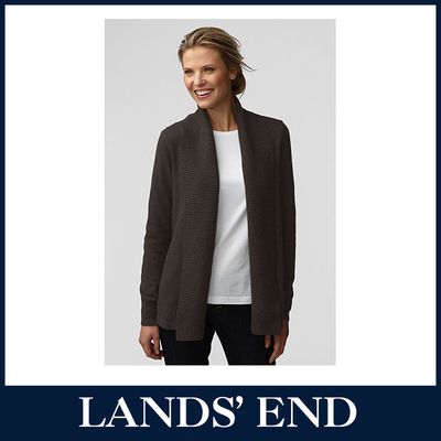 LANDS END Damen Feinstrick Cardigan Strickjacke Schalkragen