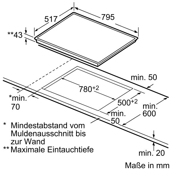 Siemens EA845GN11 Glaskeramik Kochfeld Rahmen ED 80cm