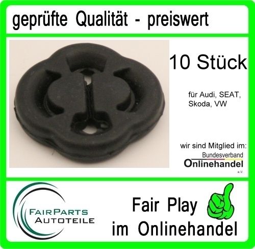 10 x Auspuff Gummi Halter Audi VW 255 853 81252 0,61 E