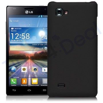 Design Hard Case Hülle gummiert für LG P880 Optimus 4X HD   Schwarz