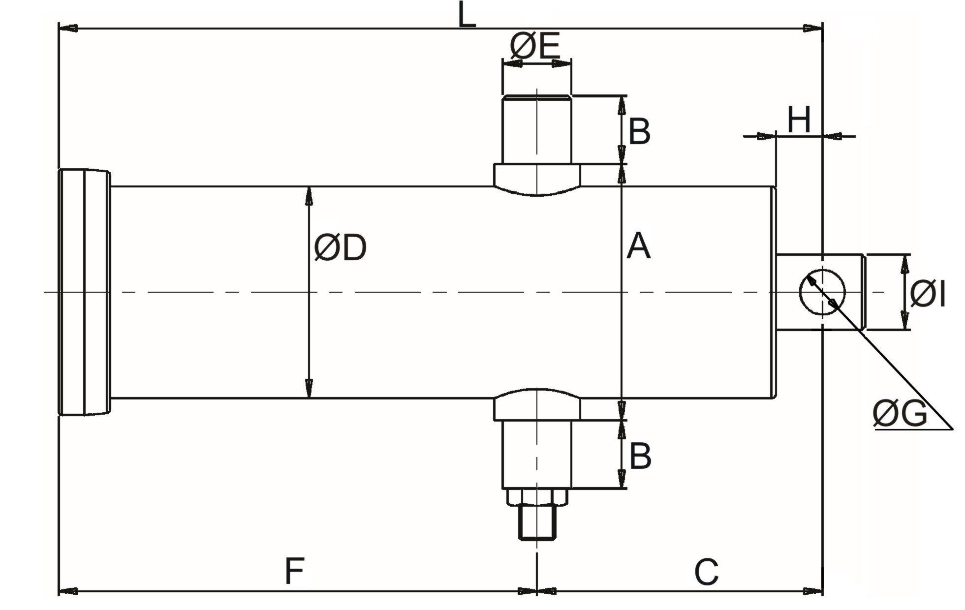 Teleskopzylinder 3 stufig, Hub 893 mm, 8,1 t   Kipperzylinder