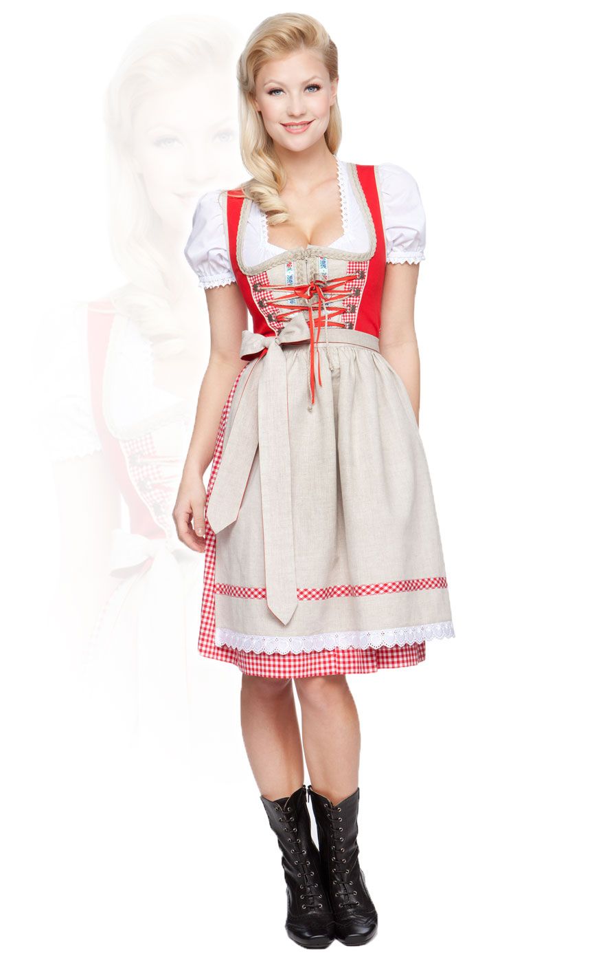 ZTWX5 Mididirndl 3tlg. Lupita rot 60 cm, Größe 44