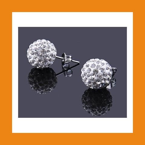 SHAMBALLA OHRRINGE SILBER 925 WEISS KRYSTALL KUGEL 10MM SWAROVSKI BALL