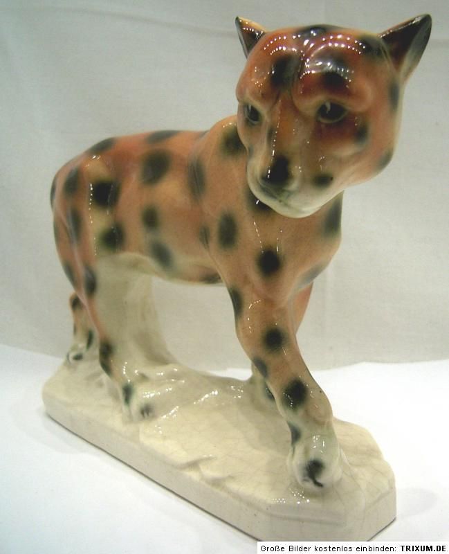 alte Porzellan Figur Leopard 21cm