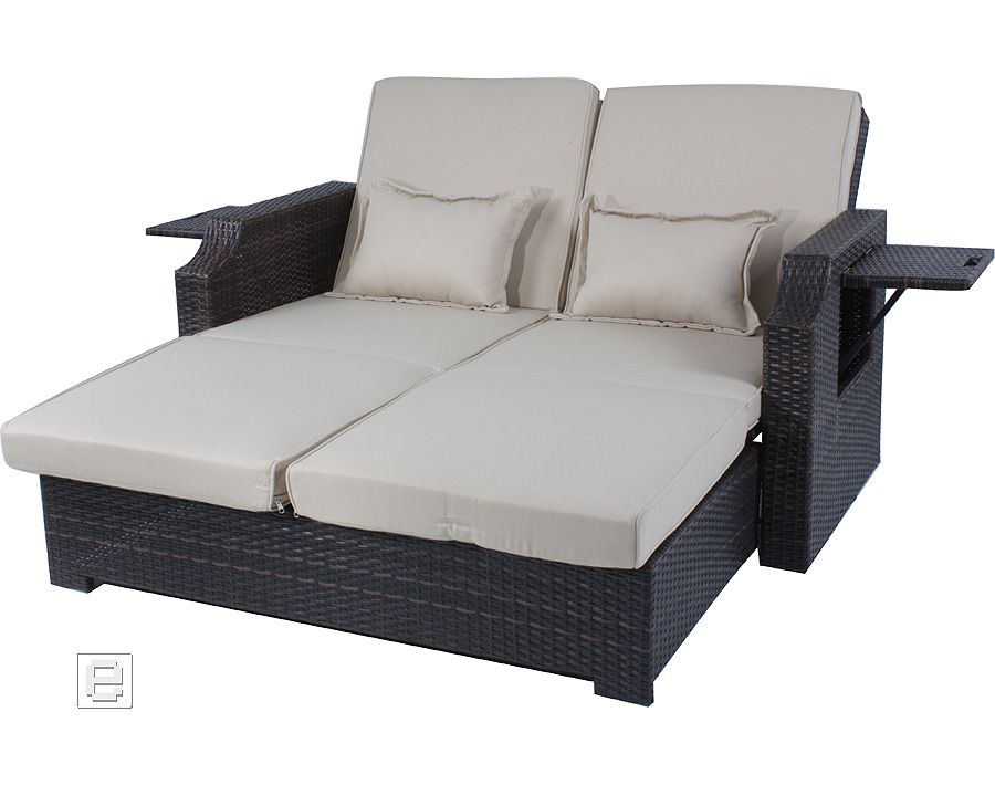 NEU* 2 Sitzer Rattan Lounge Funktionssofa Schlafsofa Gartenmöbel