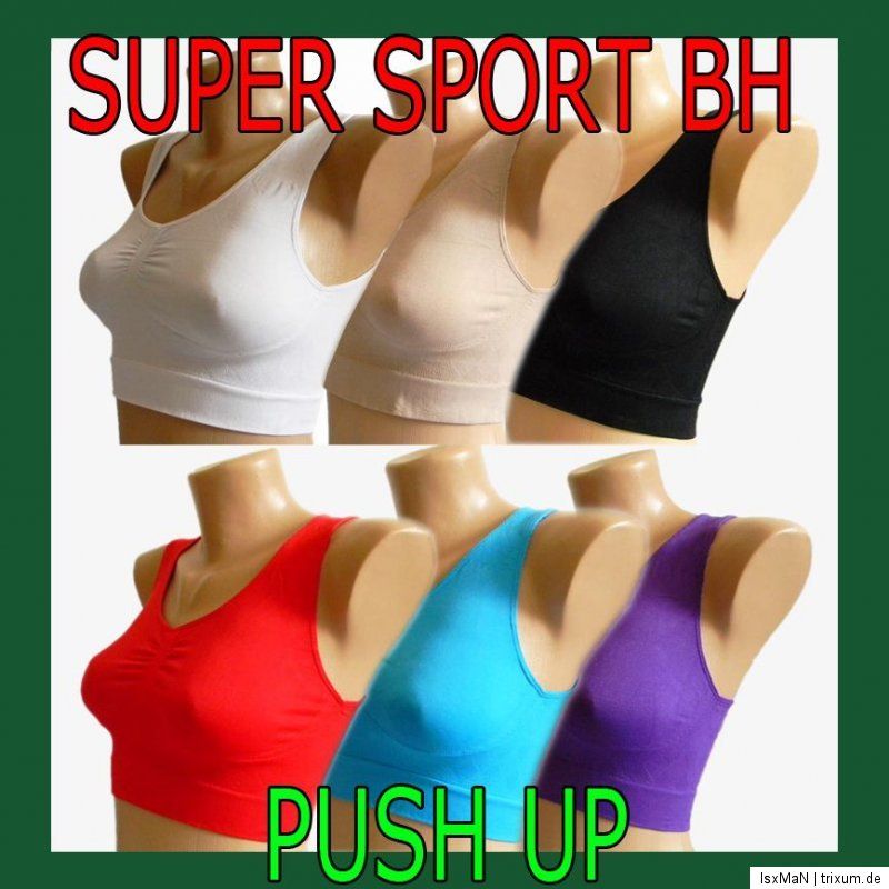 Push Up BRA Sport BH FORM ohne Bügel Bustier Body Top Microfaser M L