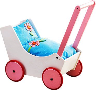 HABA 0949 PUPPENWAGEN / LAUFLERNWAGEN BLUMEN 949 +TEDDY