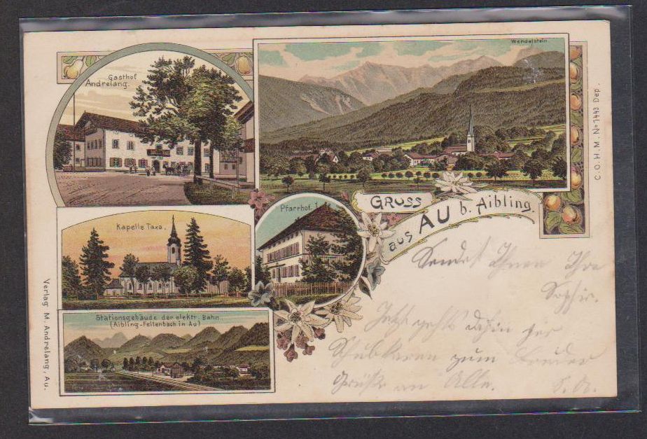 1899   Gruss aus Au bei Bad Aibling Litho AK