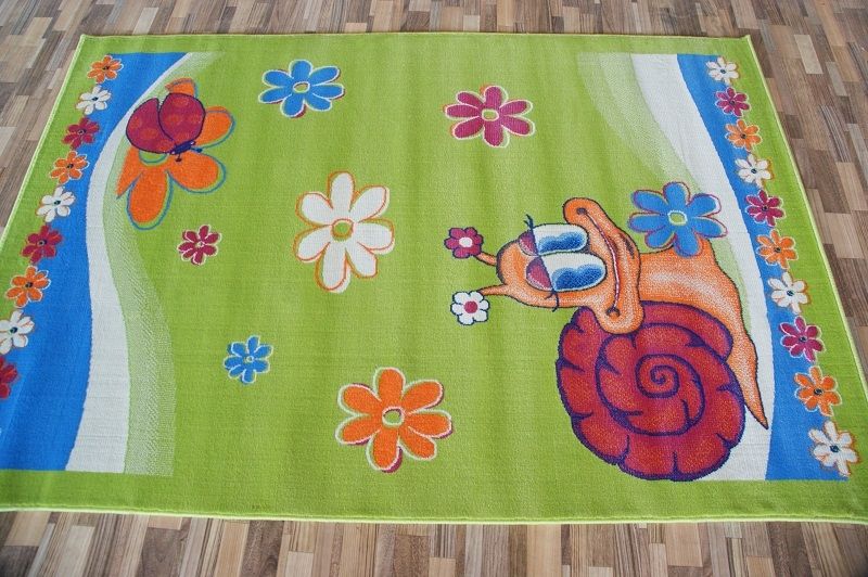 Moderne Kinderteppich Schnecke Pink Green Blue Orange120x160,133x200