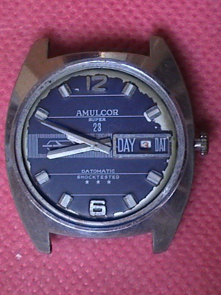 AMULCOR RARE 1J VINTAGE WRISTWATCH REPAIR OR PARTS 973