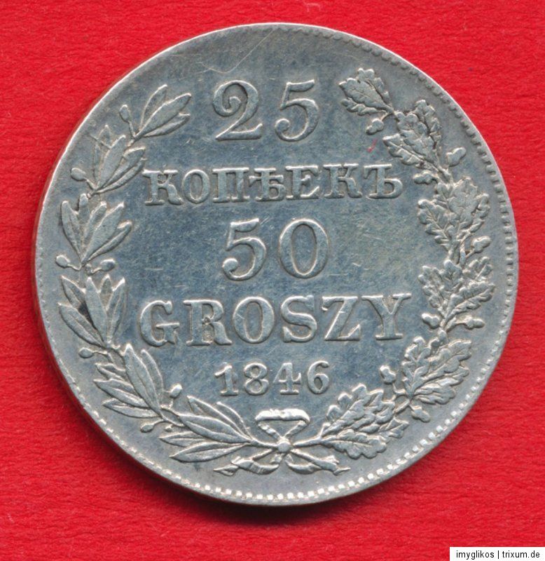 Nikolaus I. 25 Kopeken (50 Groszy) 1846